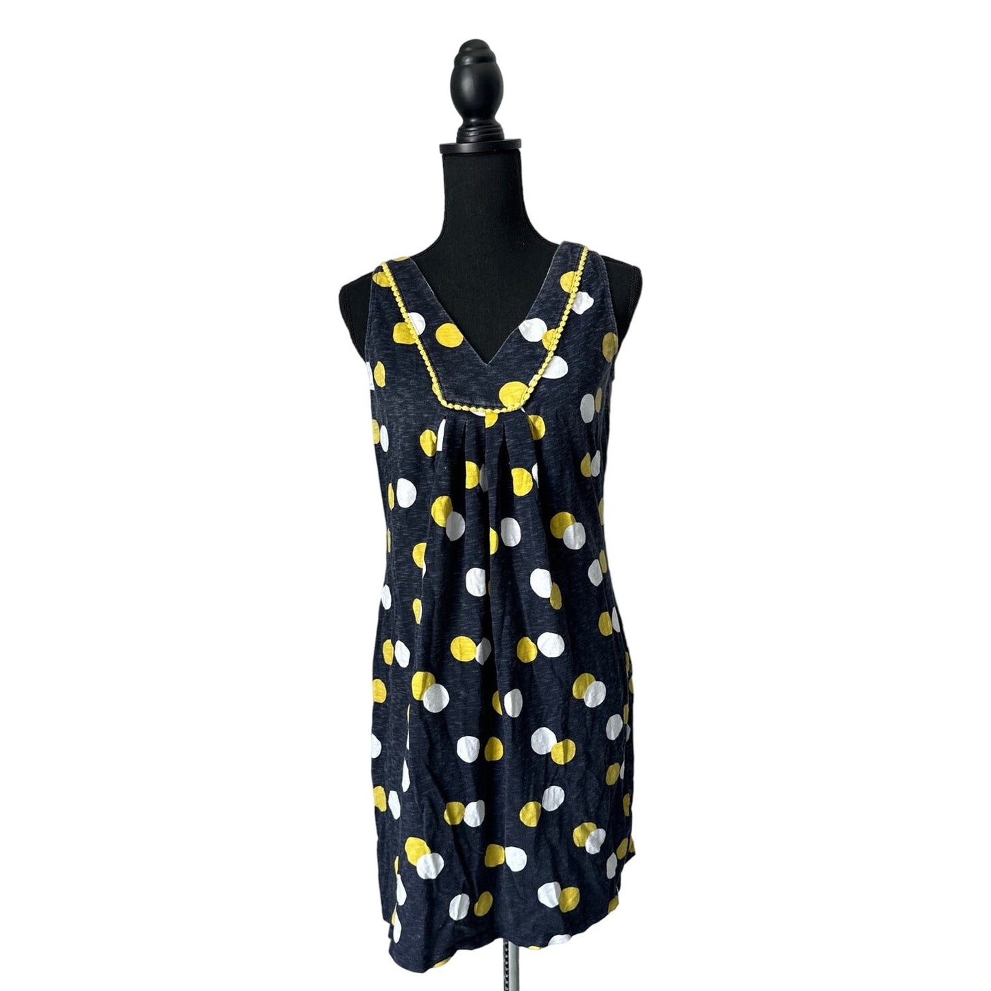 Boden Grey with Yellow and White Dots Mini Dress Sz 6