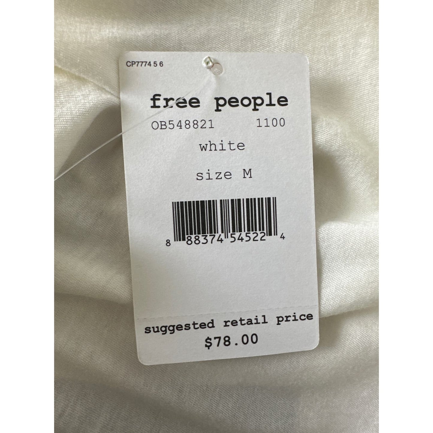 Free People White Cotton and Modal Amour Top Sz M