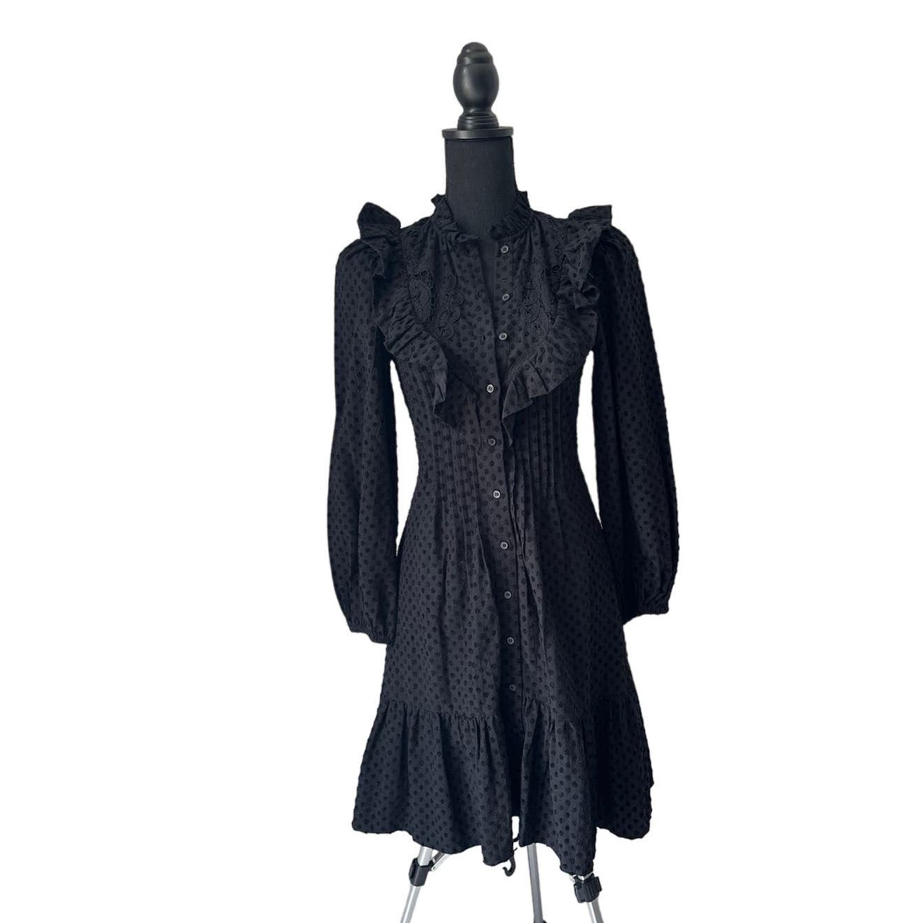 Paris Atelier & Other Stories Black Long Sleeve Midi Dress Sz 2