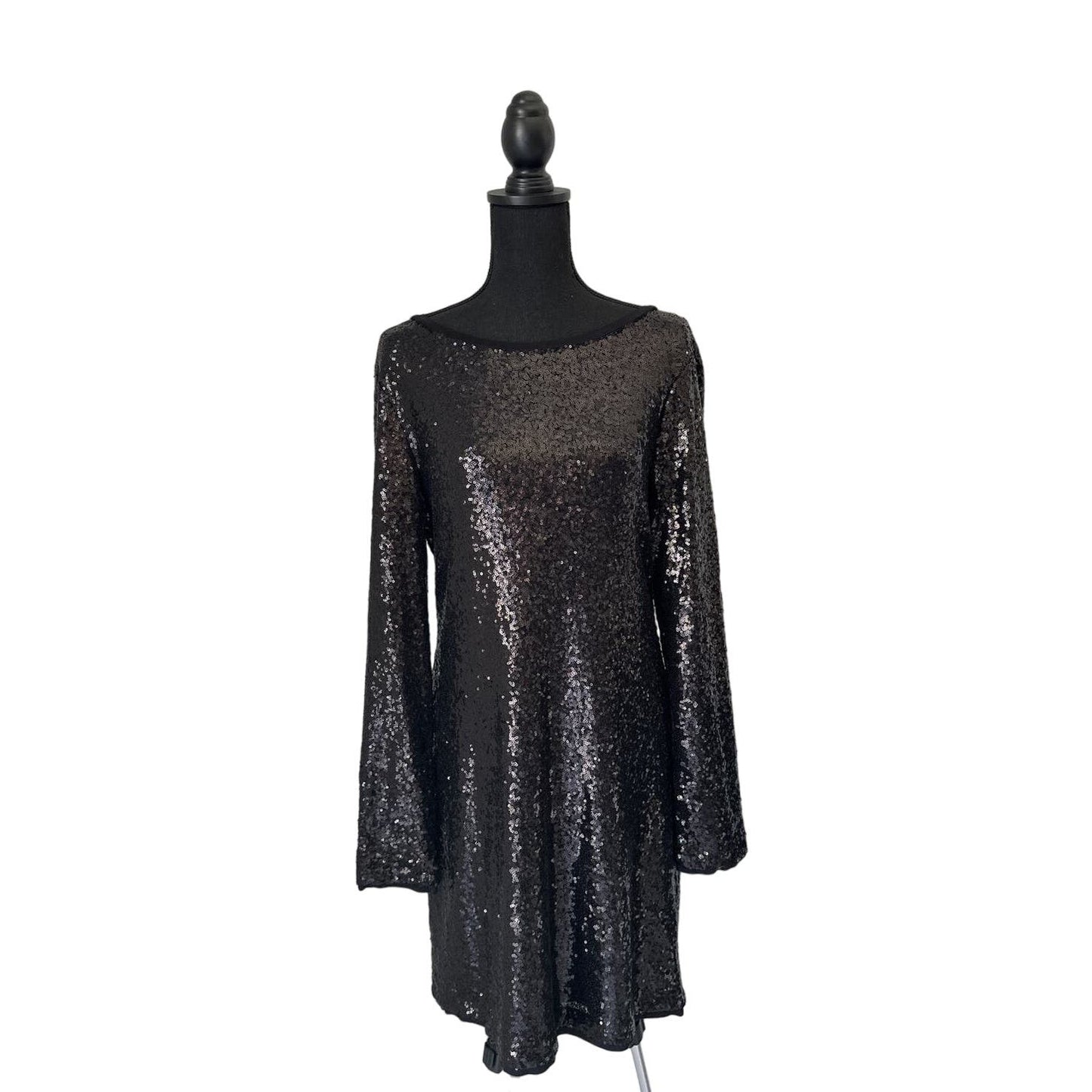 Cupio Black Sequins Long Sleeve Dress Sz L