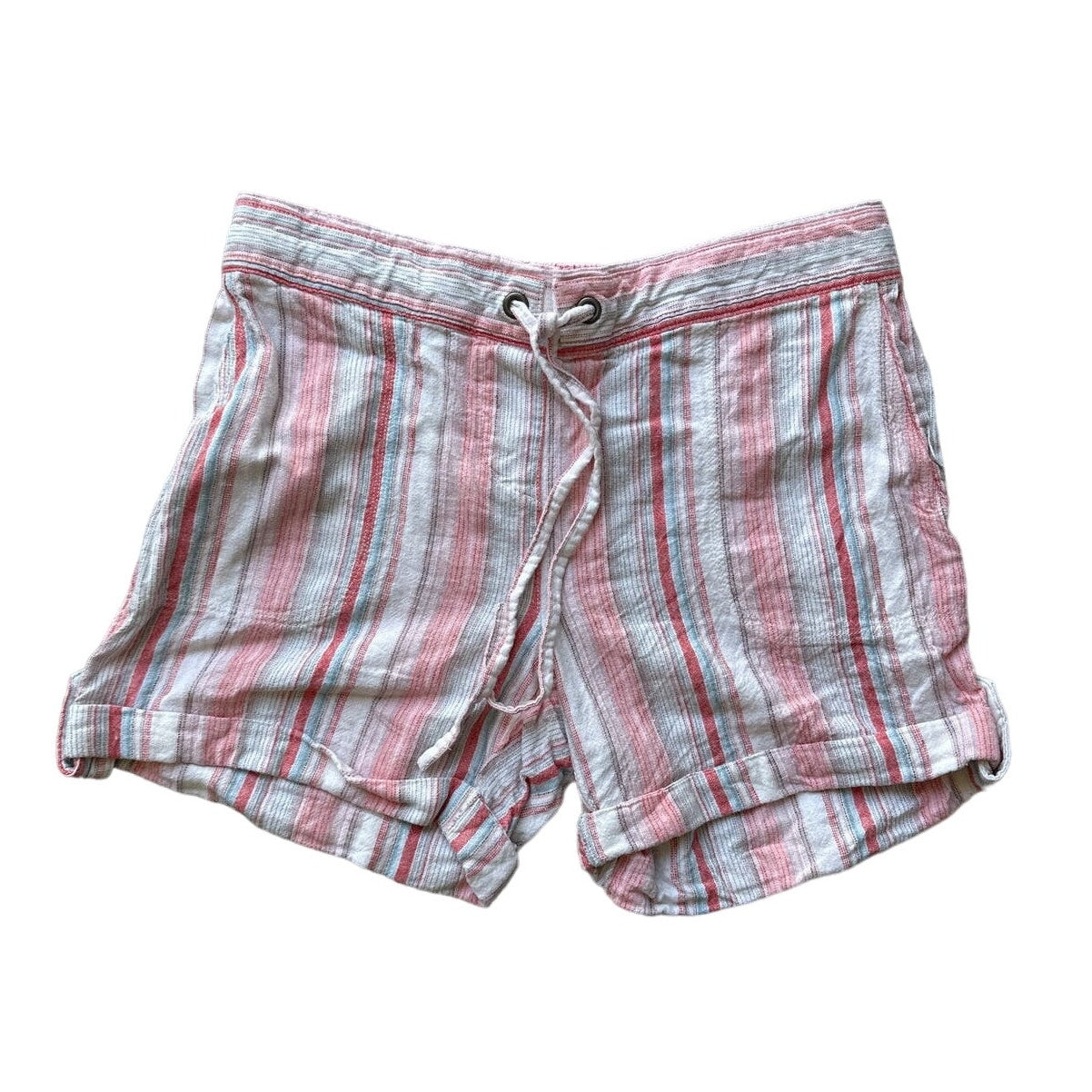 Per Se Stripped Red, Pink, White and Blue Linen Blend Shorts Sz M