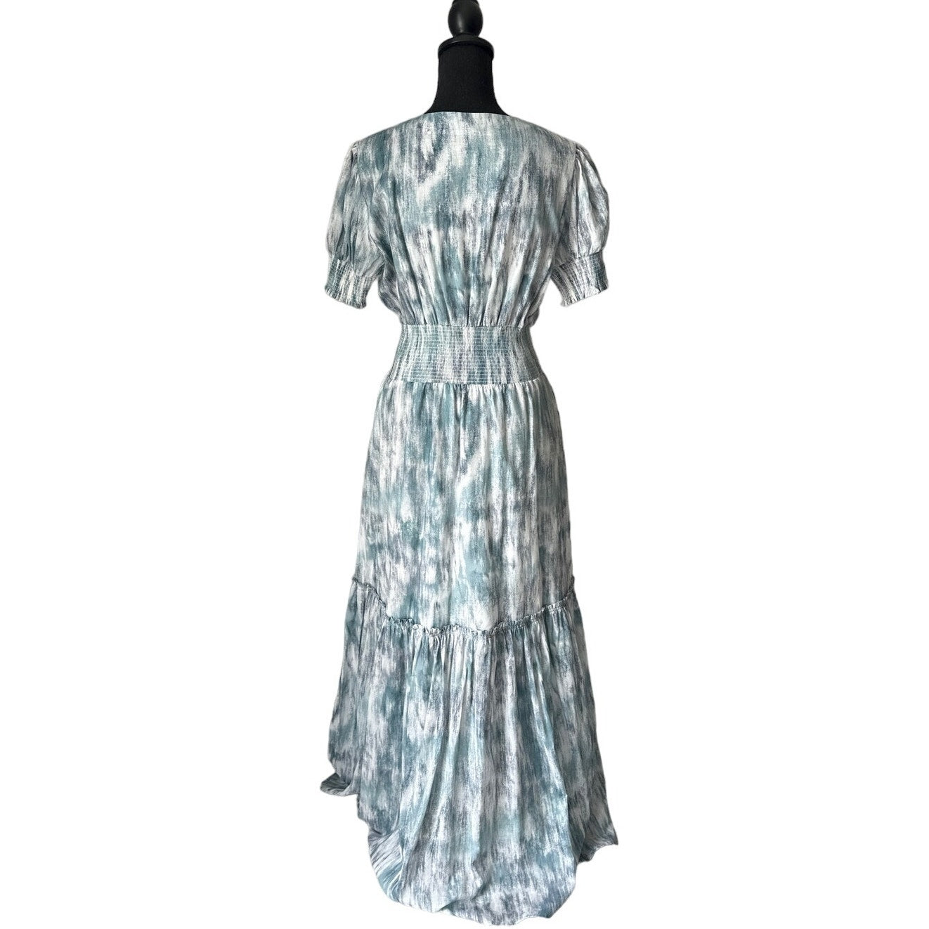 Saya Lian Pima Cotton Light Blue Tones Maxi Dress Sz M