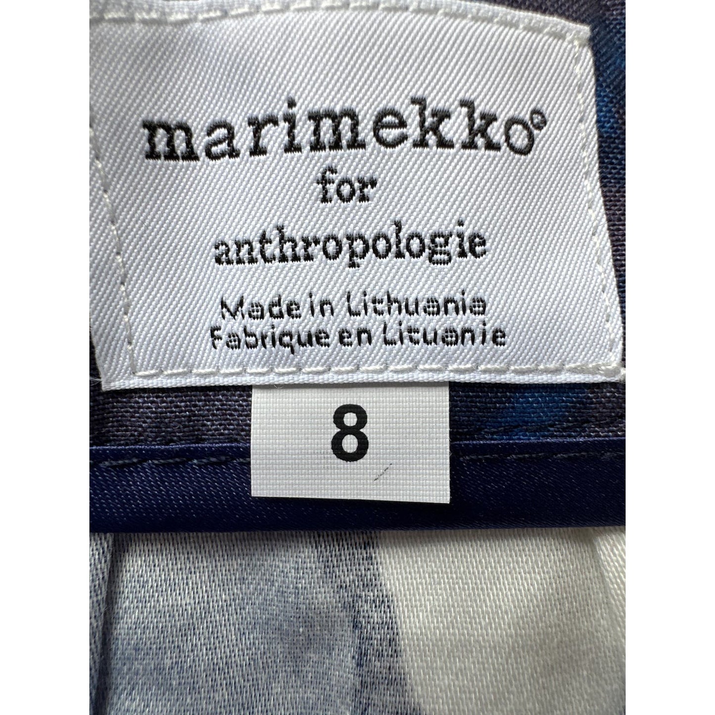 Marimekko for Anthropologie Blue Floral Midi Skirt Sz 8