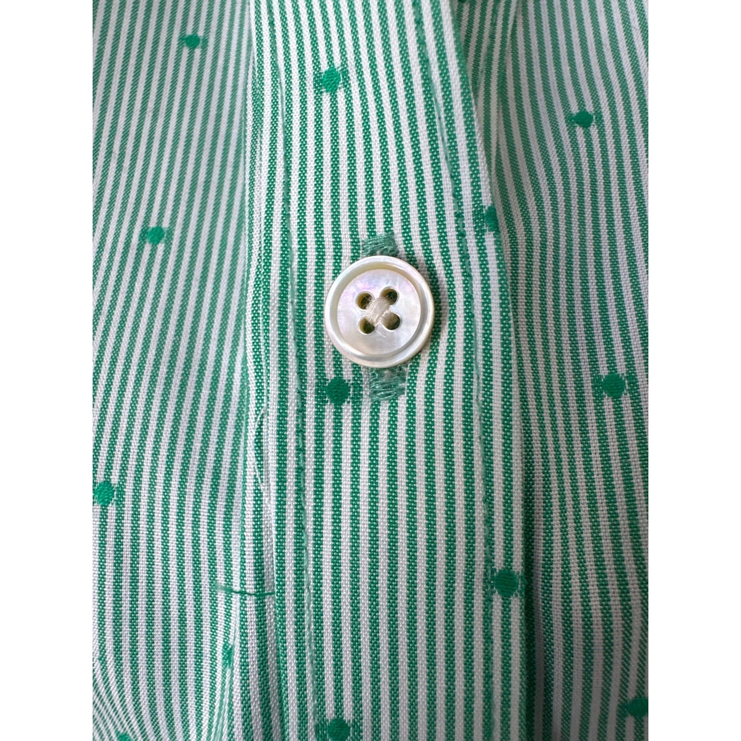 Talbots Green Cotton Shirt with Stripes and Dots Sz 10