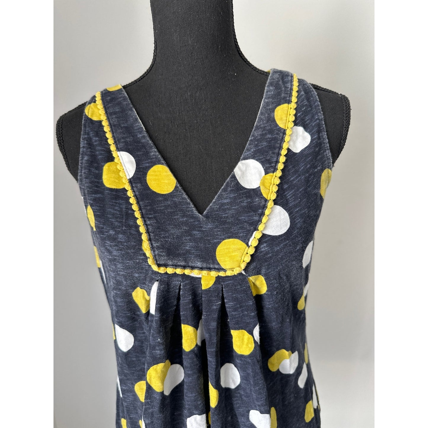 Boden Grey with Yellow and White Dots Mini Dress Sz 6