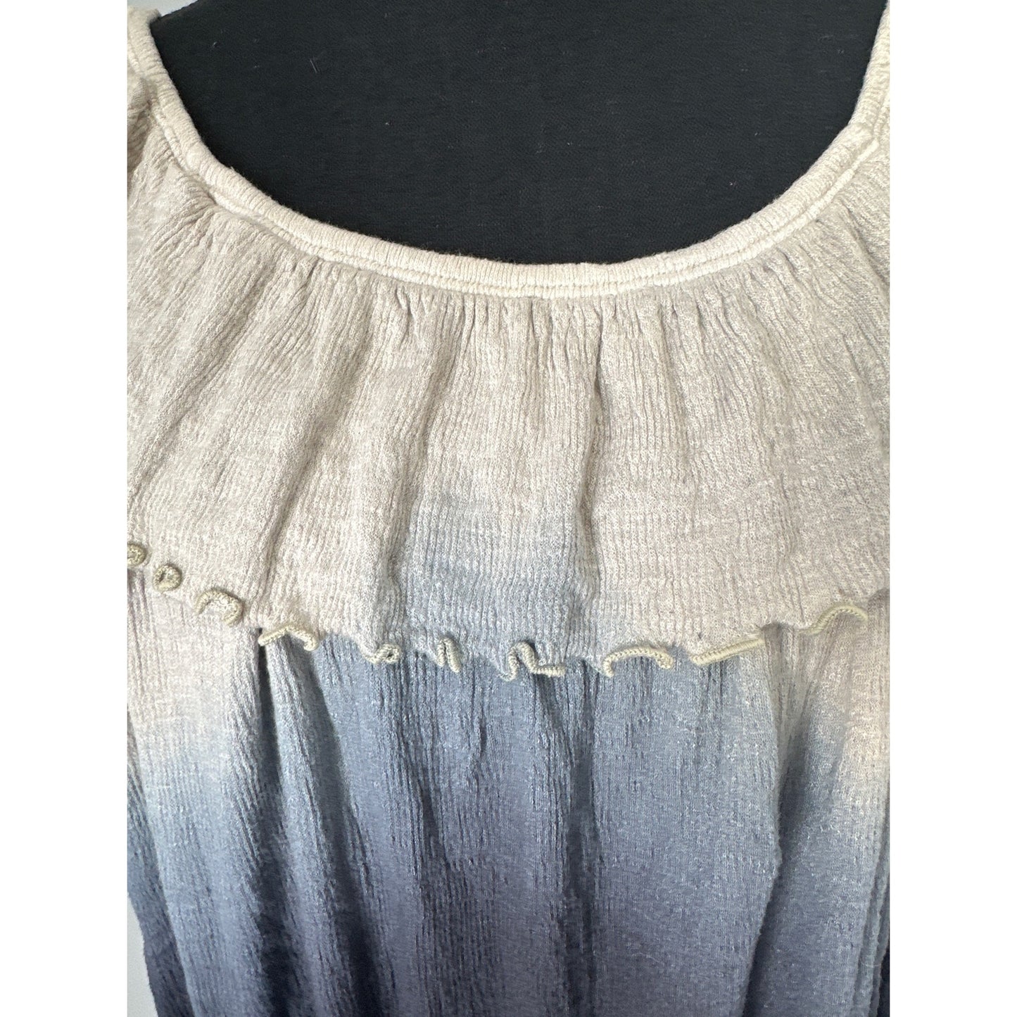 Free People Blue and Grey Off The Shoulder Top Sz S