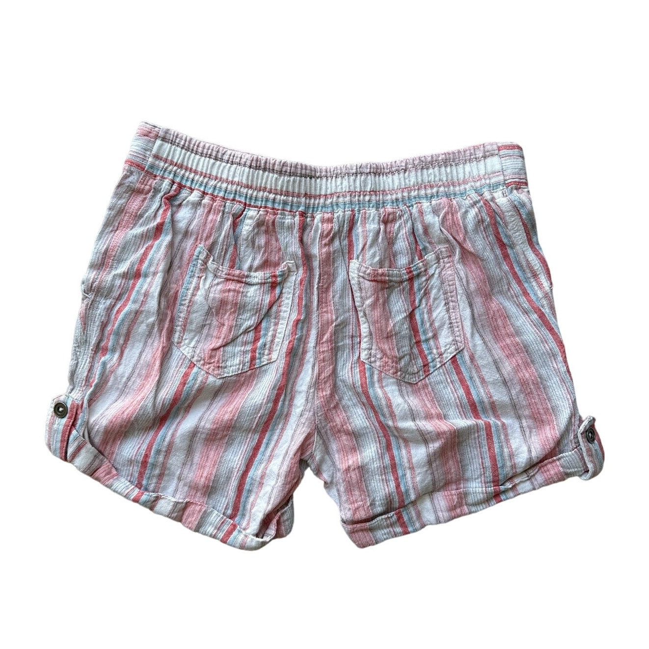 Per Se Stripped Red, Pink, White and Blue Linen Blend Shorts Sz M