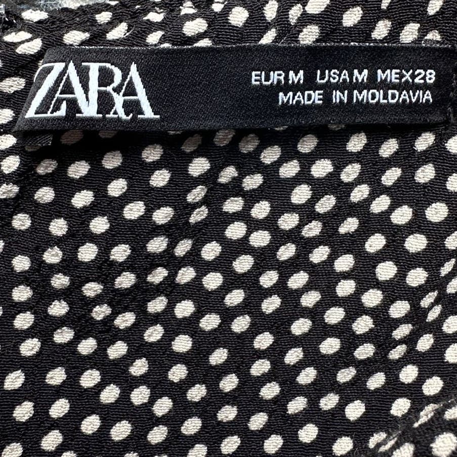 Zara Polka Dot Black and Tan Mini Dress Sz M