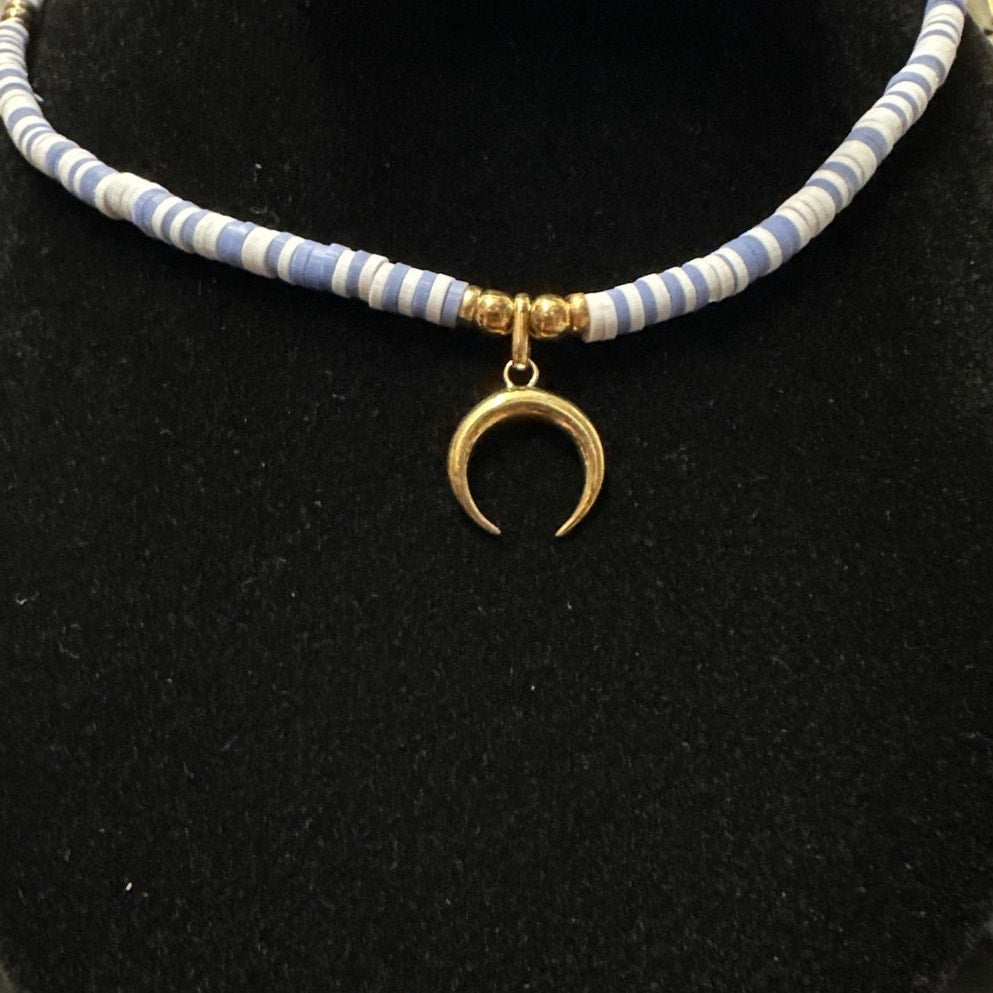 Claudia Navarro Jewelry Blue and Gold Moon Chocker