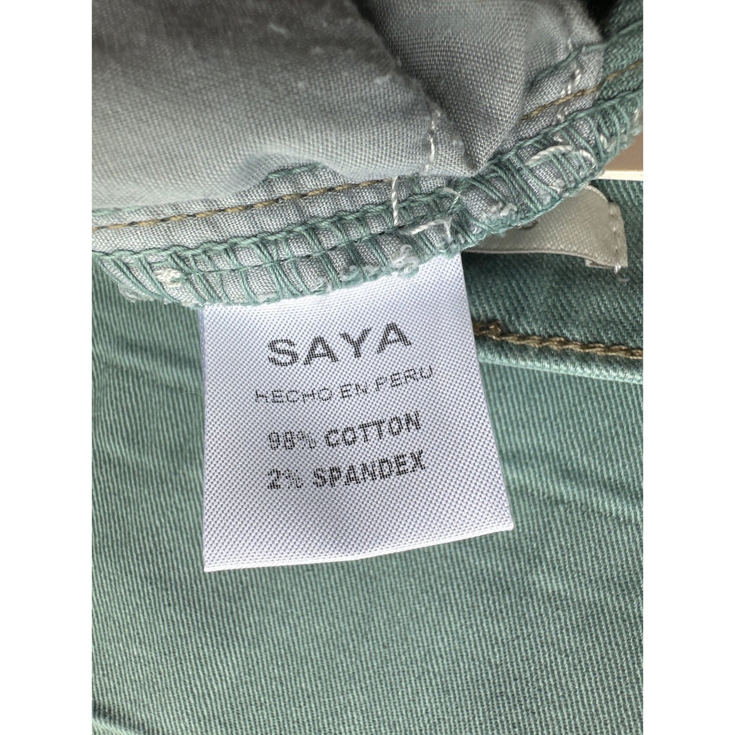 Saya Green Jade Denim Straight Sz 2