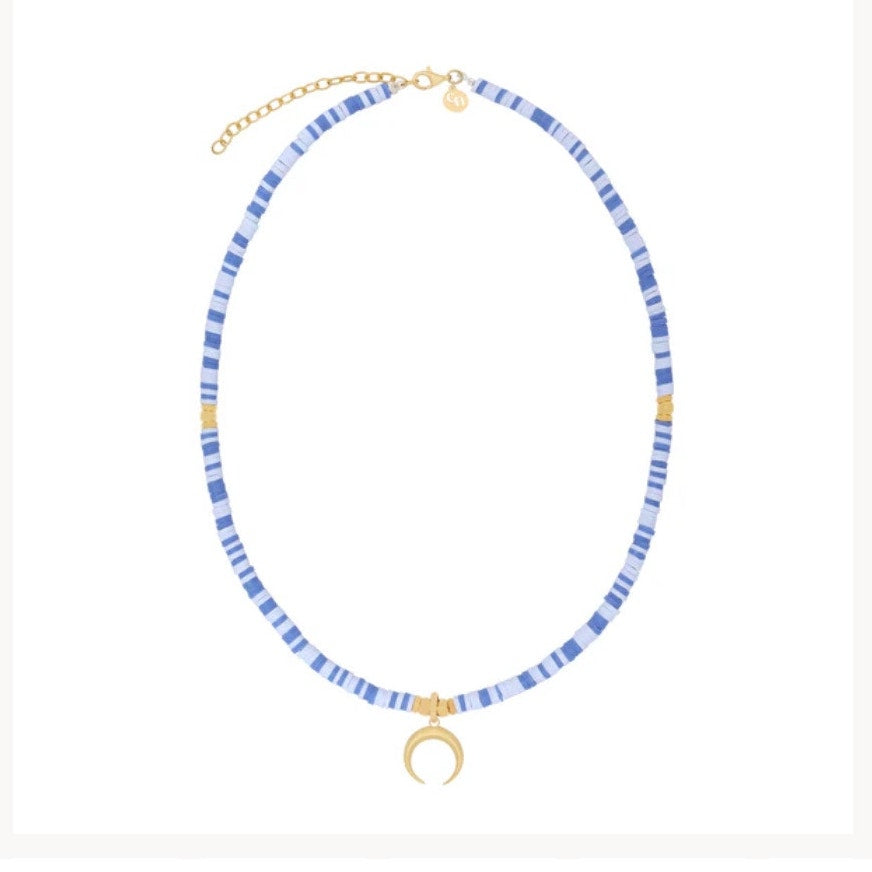 Claudia Navarro Jewelry Blue and Gold Moon Chocker