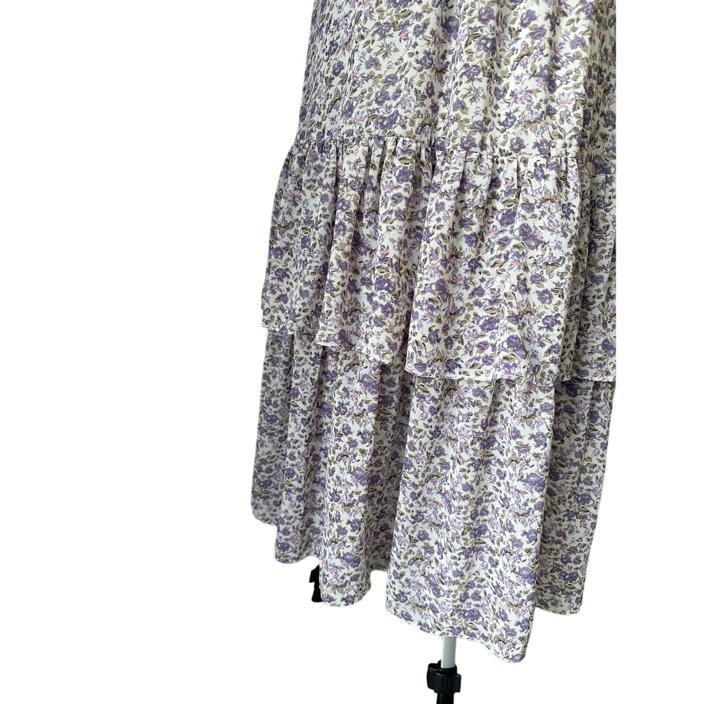 Storia White and Lilac Floral Maxi Dress Sz S