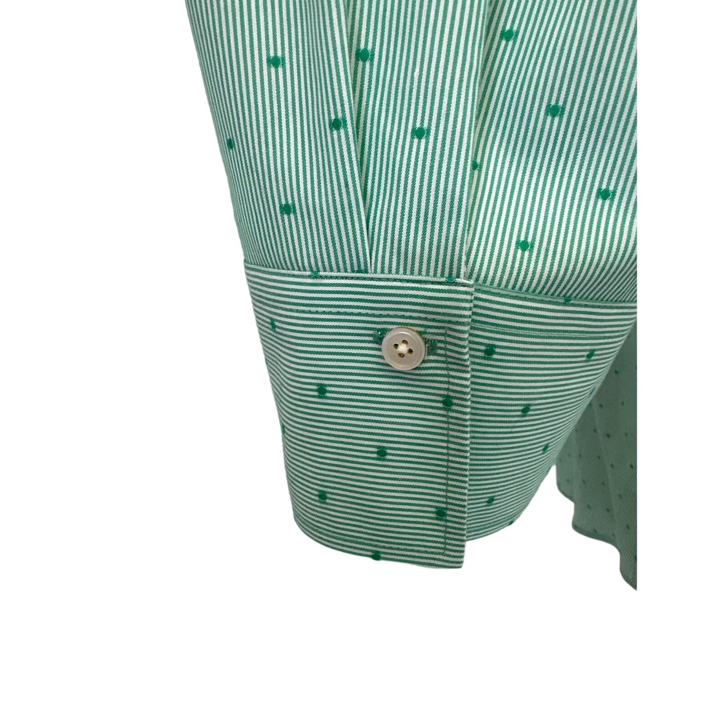 Talbots Green Cotton Shirt with Stripes and Dots Sz 10