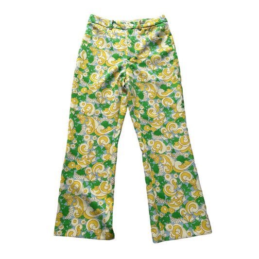 Zara Yellow, Green and White Wide Leg Pants Sz S