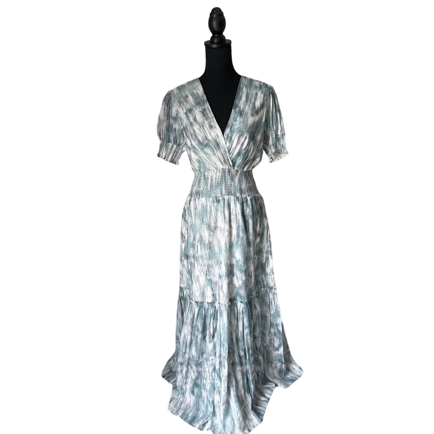 Saya Lian Pima Cotton Light Blue Tones Maxi Dress Sz M