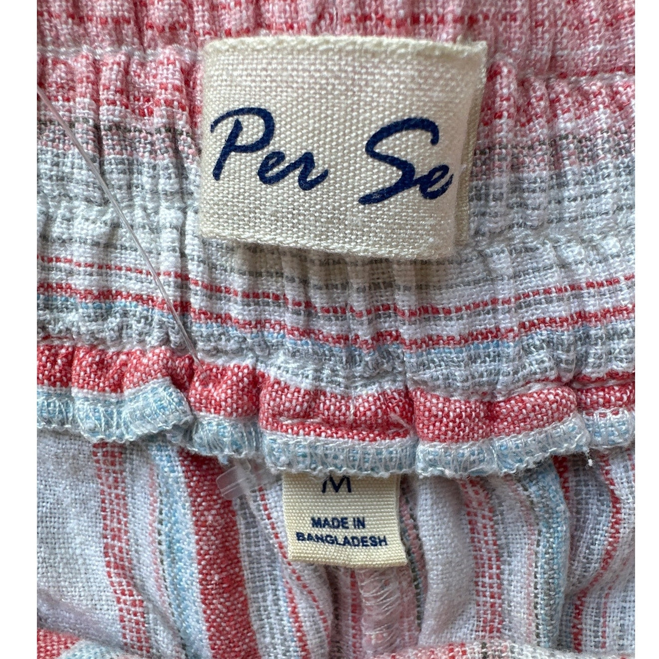 Per Se Stripped Red, Pink, White and Blue Linen Blend Shorts Sz M