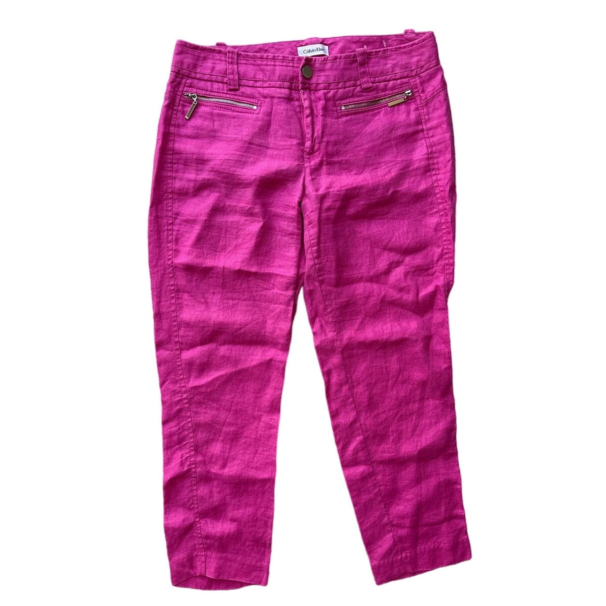 Calvin Klein Hot Pink Linen Capri Pants Sz 6