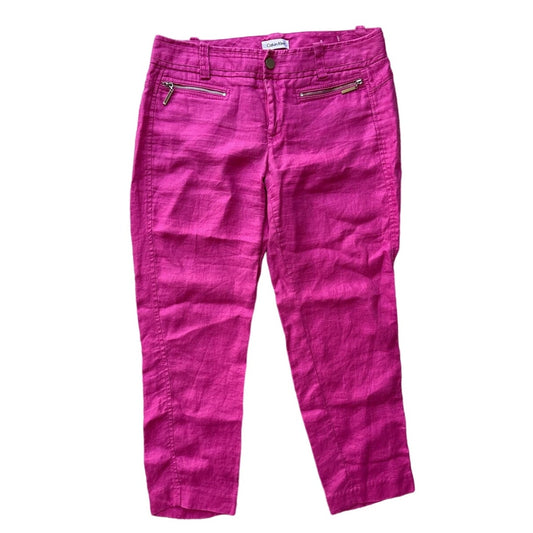 Calvin Klein Hot Pink Linen Capri Pants Sz 6