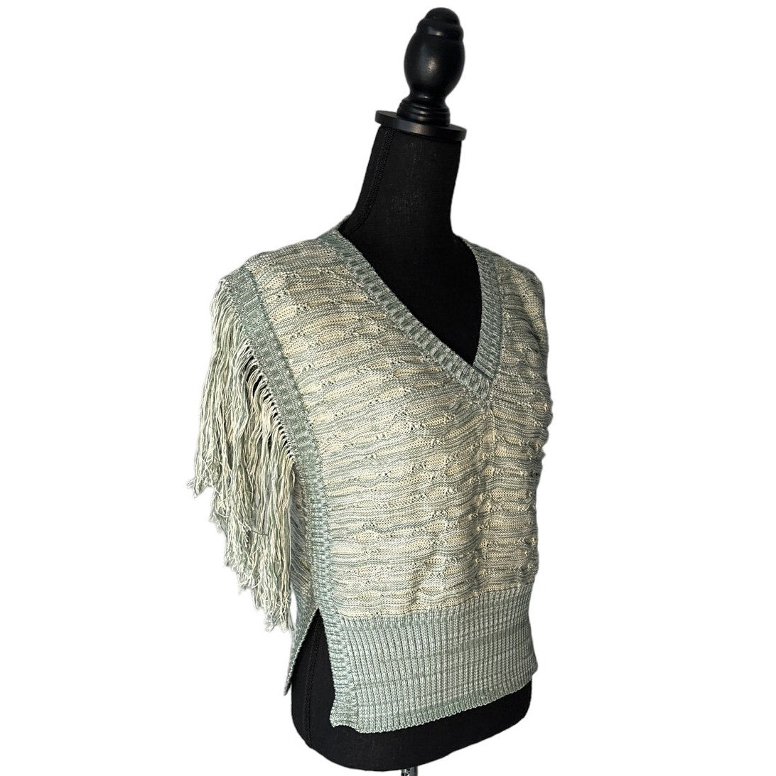 Saya Green and Cream Pima Cotton Lara Vest Sz S/M