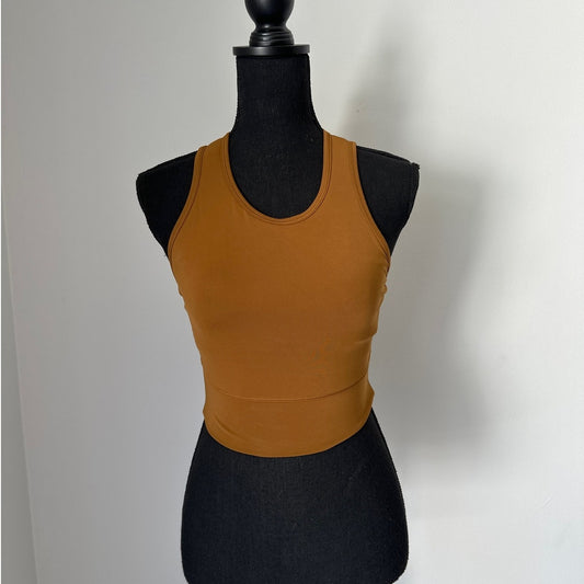 Lululemon Mesh-Back Training Cropped Tank Top Rich Caramel Sz 2