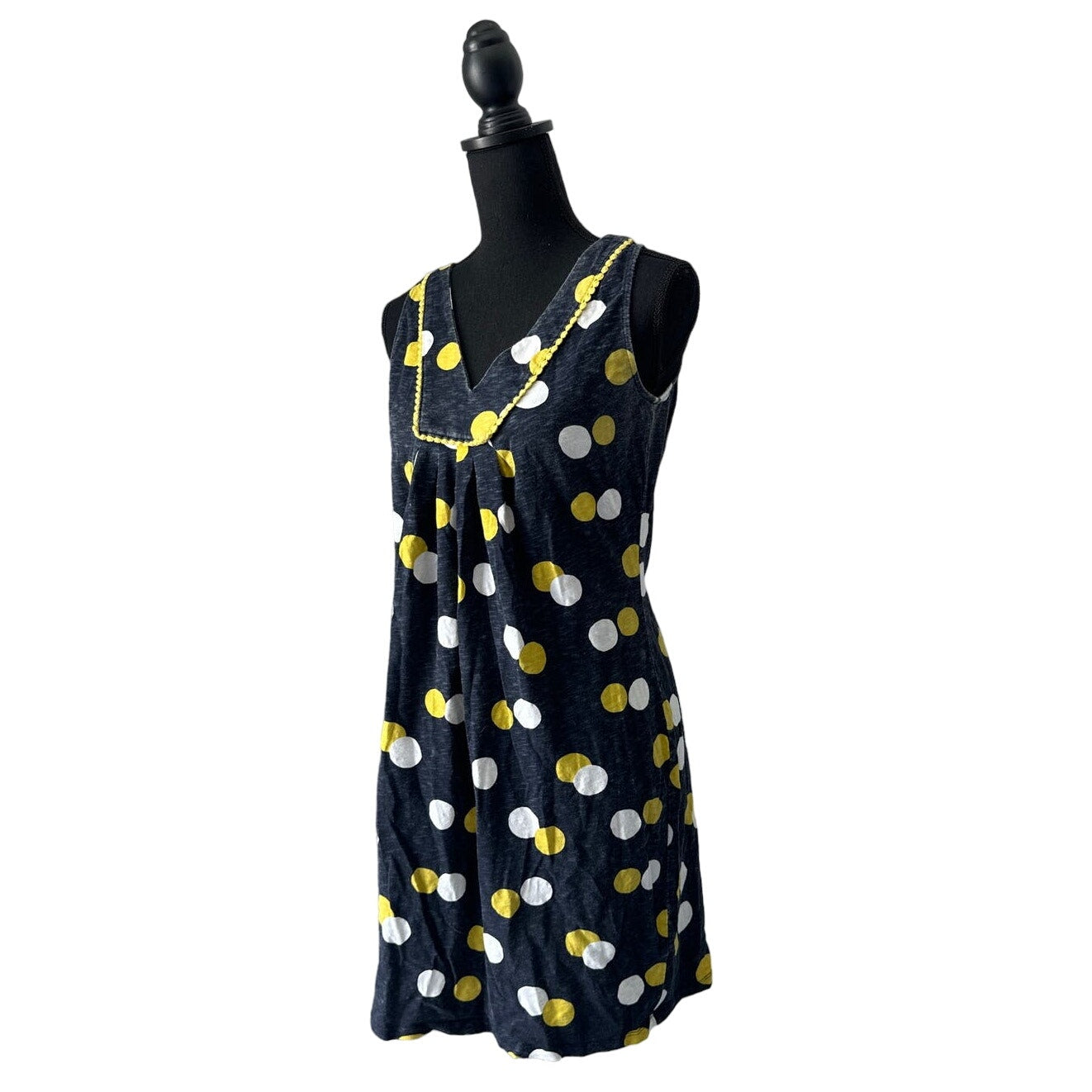 Boden Grey with Yellow and White Dots Mini Dress Sz 6