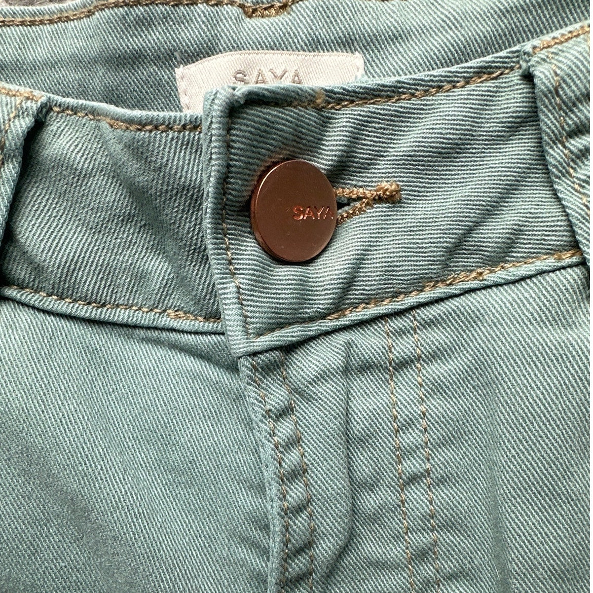 Saya Green Jade Denim Straight Sz 2