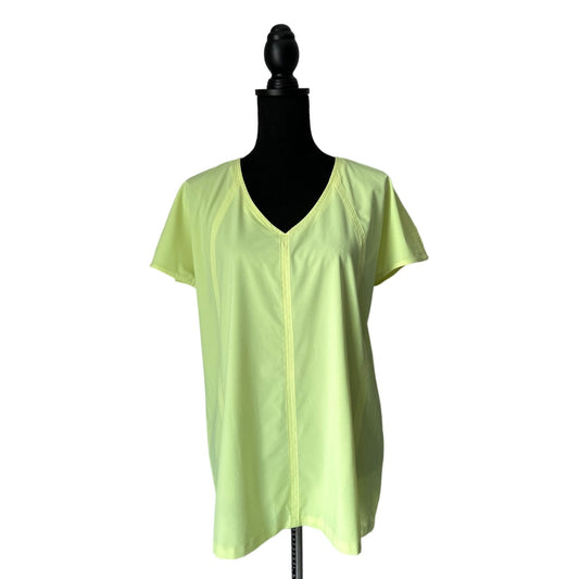 Athleta V Neck Women Yellow Neon Shirt Sz M