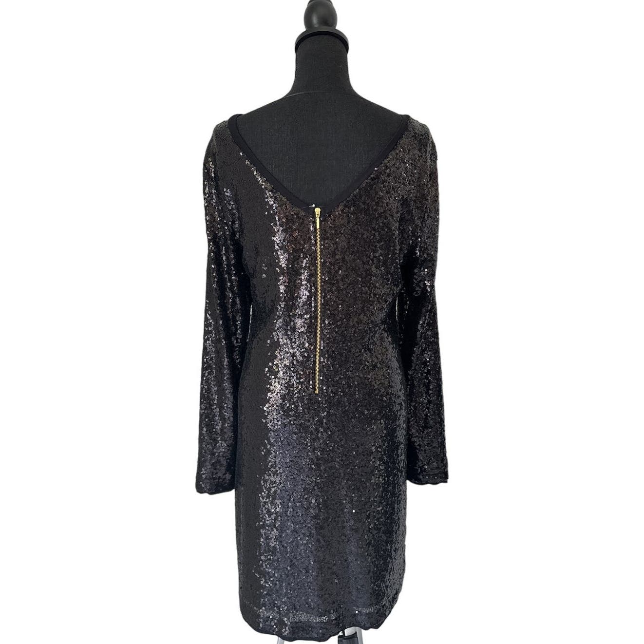 Cupio Black Sequins Long Sleeve Dress Sz L