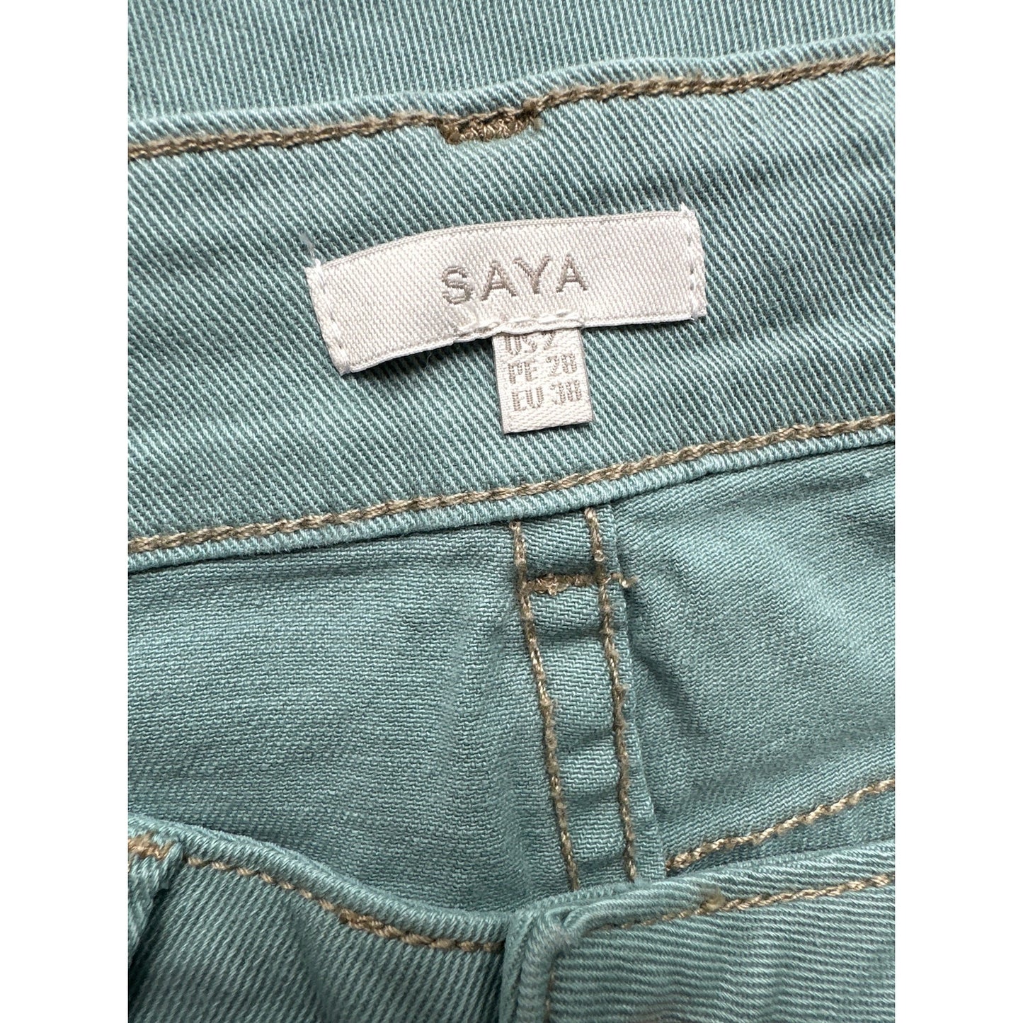 Saya Green Jade Denim Straight Sz 2