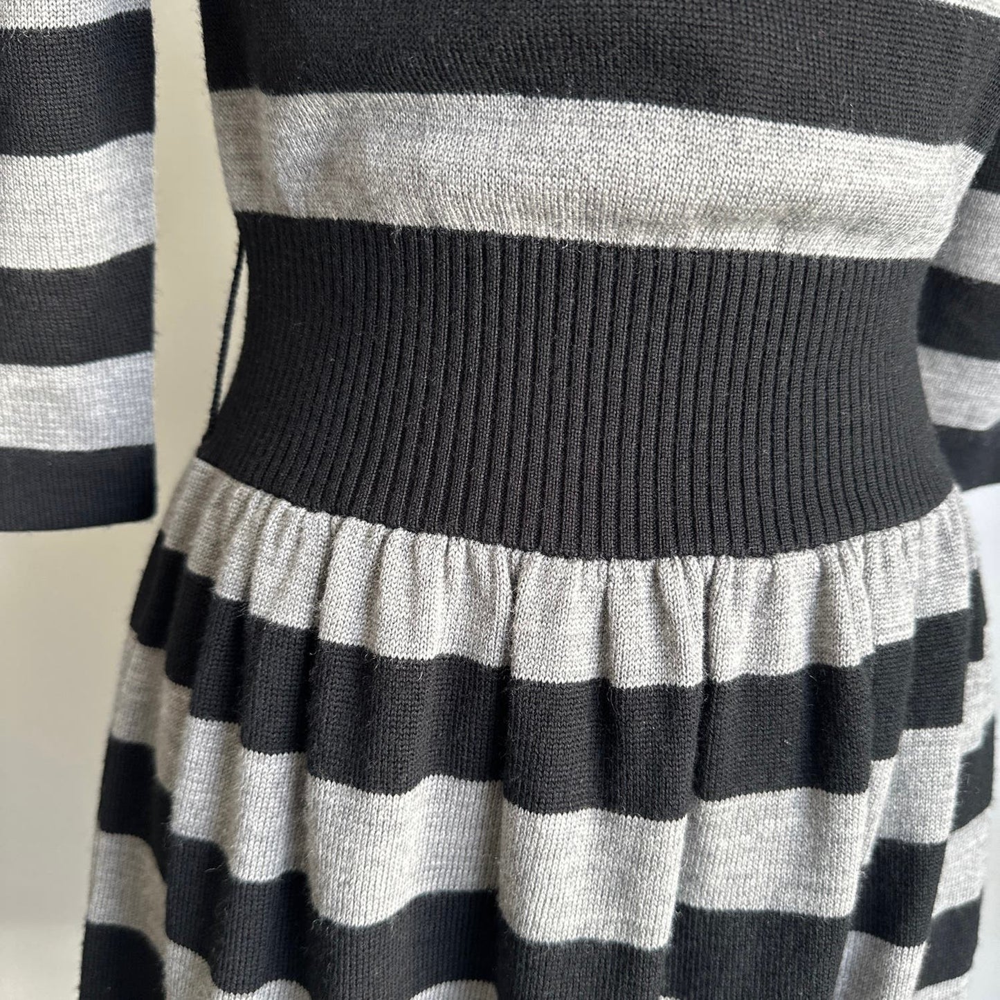 3.1 Phillip Lim Merino Wool Black and Gray Stripped Dress Sz M