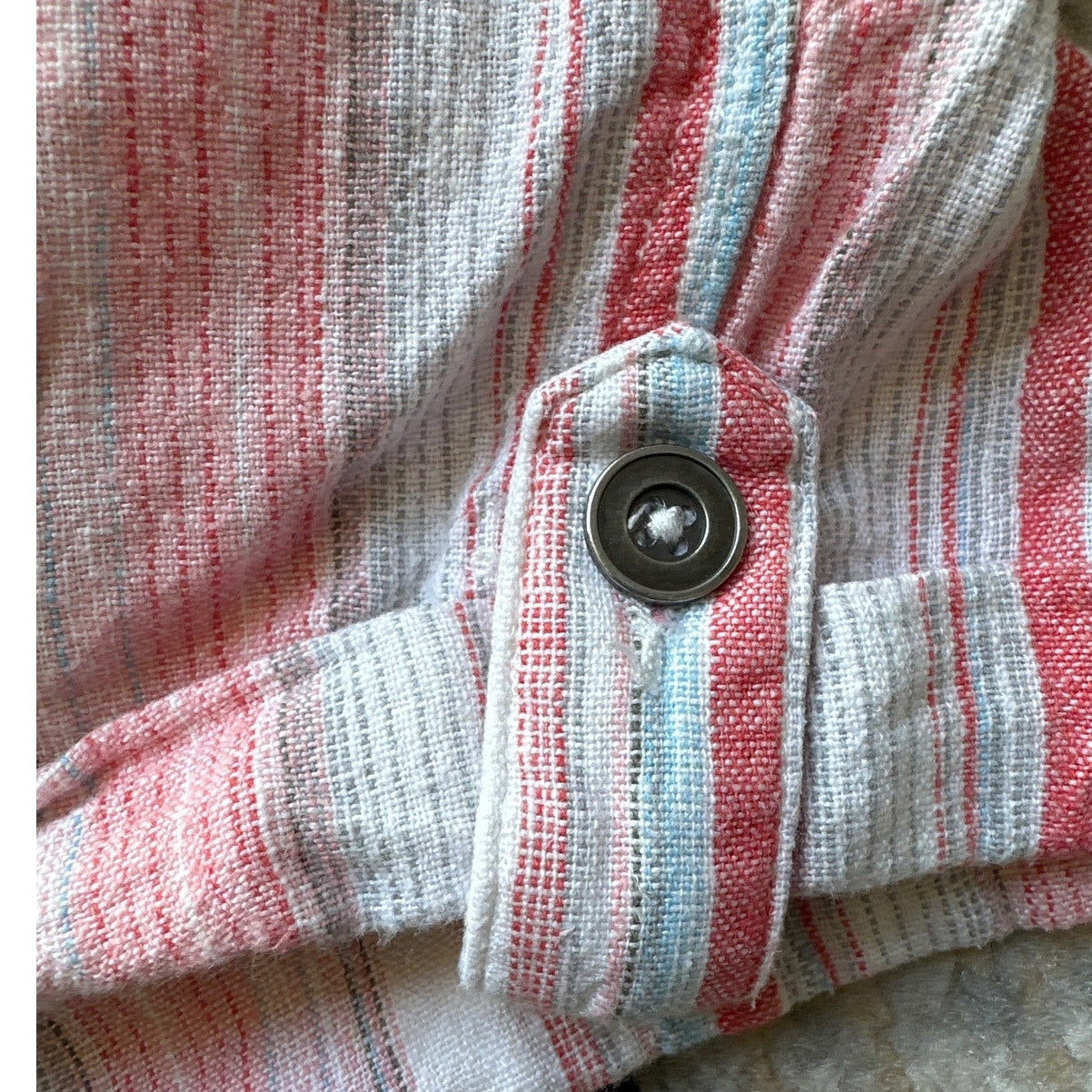 Per Se Stripped Red, Pink, White and Blue Linen Blend Shorts Sz M