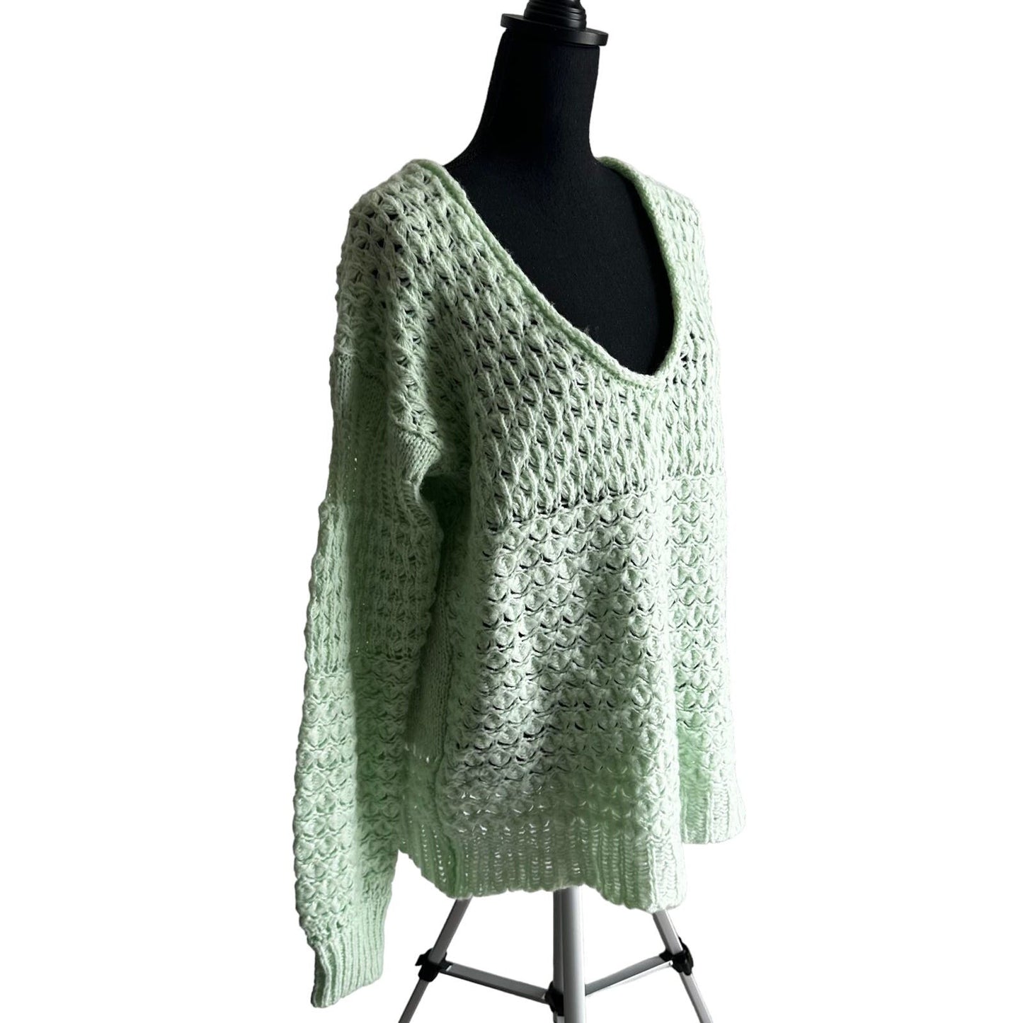 Free People Green Knitted Sweater Sz M