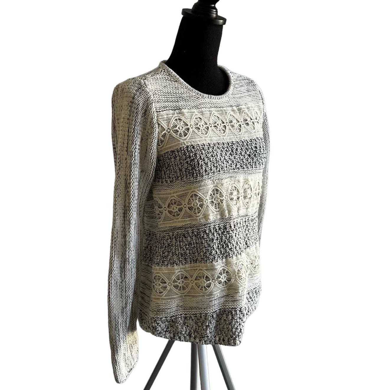 Chico's Lyla Lace Tweed Pullover Sweater Sz 0 XS