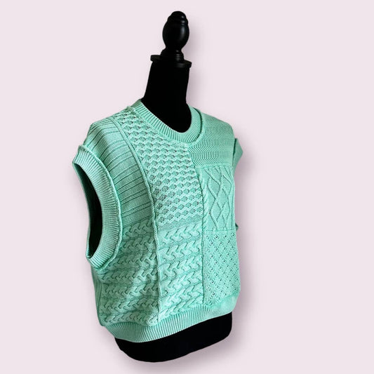 New Free People Cotton Knitted Green Vest Sz S