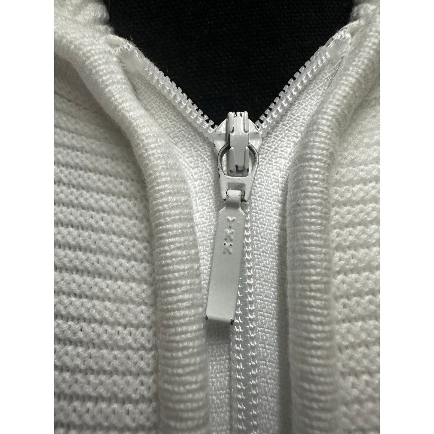 Talbots Cotton Blend White  Jacket with Zipper and Hoodie Sz M