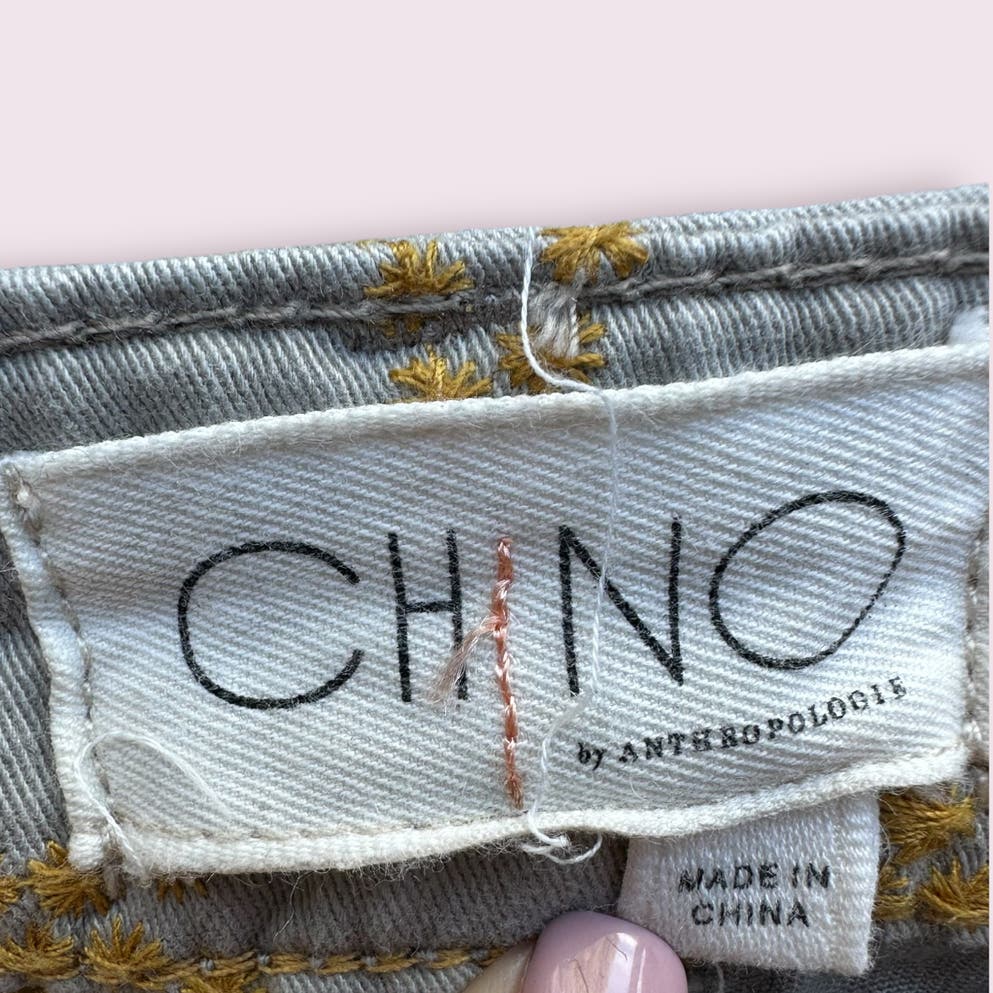 Chino by Anthropologie Relaxed Circles Embroidered Pants Sz 26