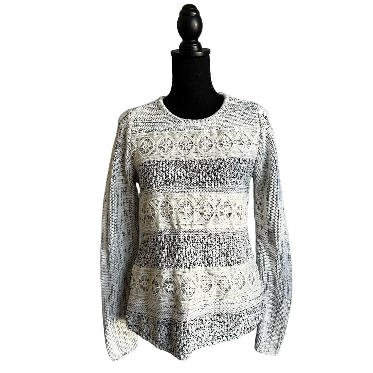 Chico's Lyla Lace Tweed Pullover Sweater Sz 0 XS