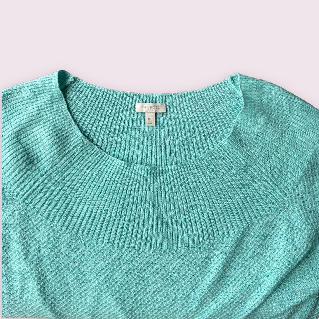 Talbots Minty Green Cotton Blend Sweater Sz XL