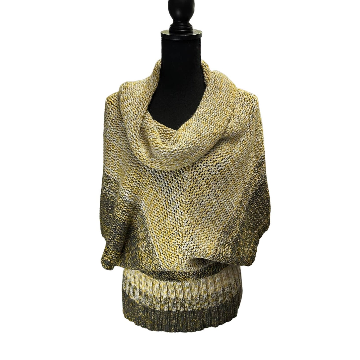 BCBG Maxazria Wool Blend Turtle Neck Yellow and Gray Top Sz S