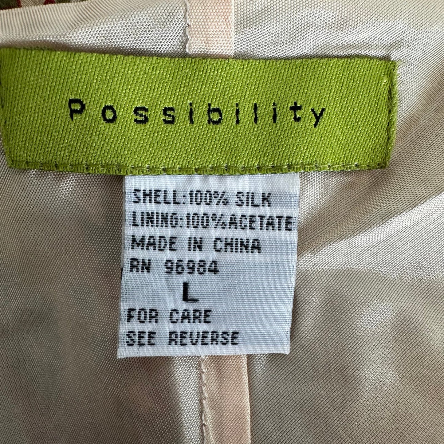 Possibility Tan Multicolor Paisley Maxi Silk Dress Sz L
