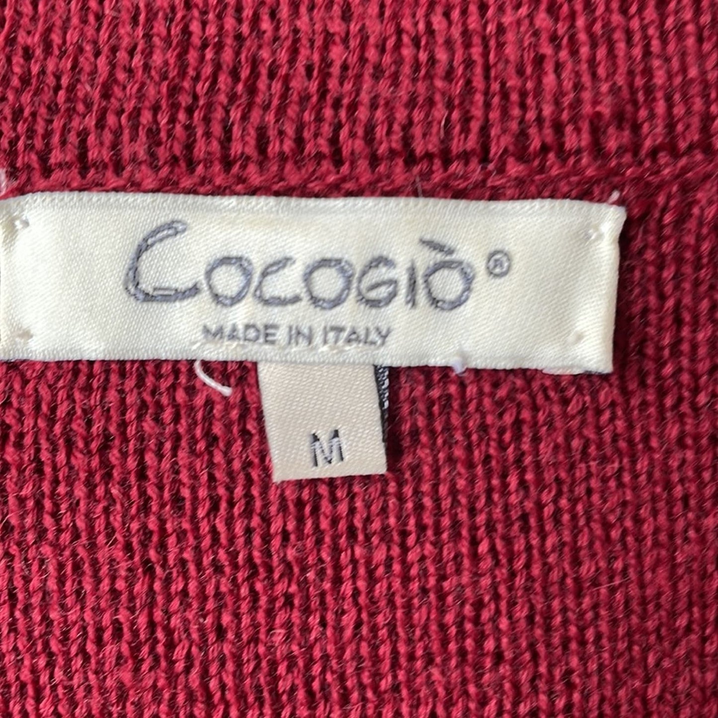 Cocogio Merino Wool Blend Red Cardigan Size M