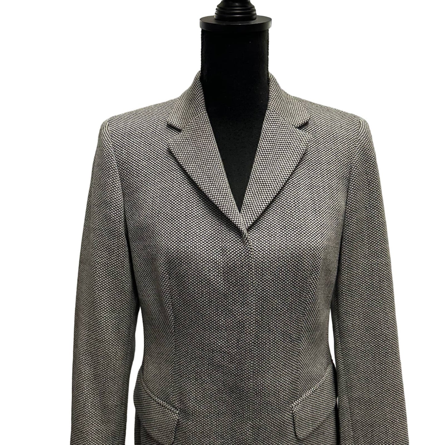 Ann Taylor Long Black and White Wool Blazer Sz 2