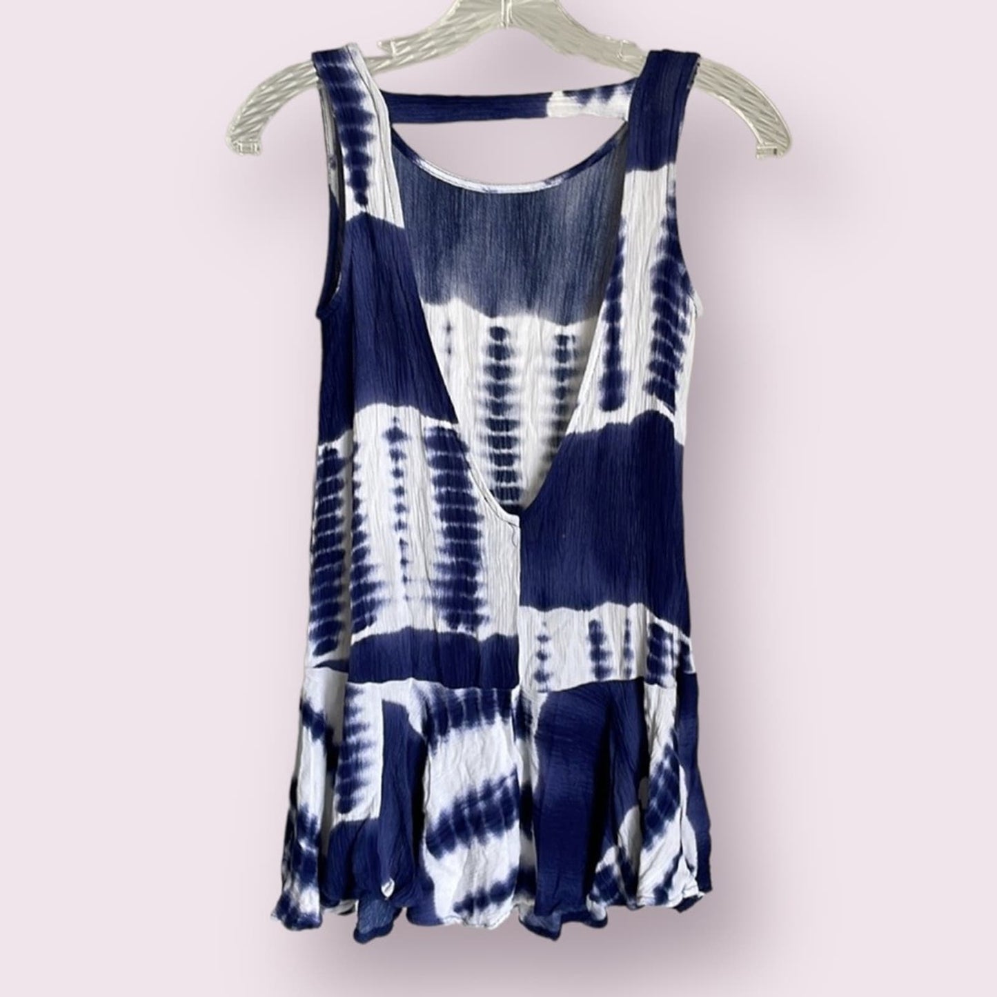 Lulu’s Blue and White Tie-Dye Mini Dress Size XS