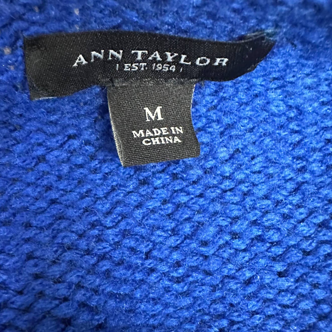 Ann Taylor Blue and Black Stripped Wool Blend Sz M