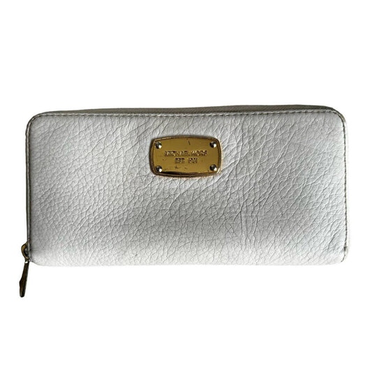 Michael Kors Cream Off White Leather Large Zippy Wallet