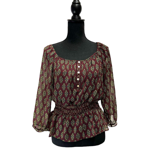 Fig and Flower Burgundy Top Sz pxl