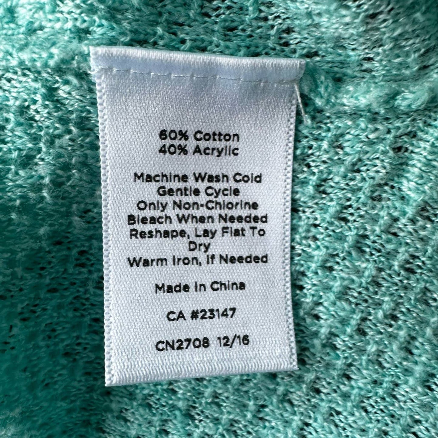 Talbots Minty Green Cotton Blend Sweater Sz XL