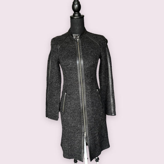 Classiques Entier Wool and Leather Gray Dress Sz XS P