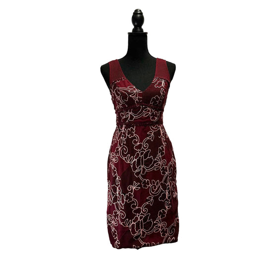 Anthropologie Moulinette Soeurs Ariana Lace Burgundy Wine and Pink Floral Dress Sz 2