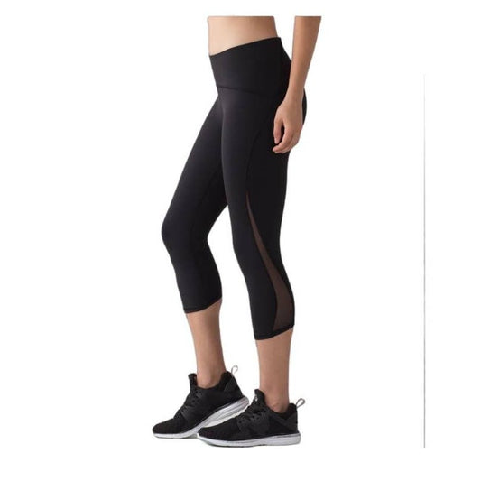 Lululemon Athletica Black Train Track Crop Leggings Sz 2